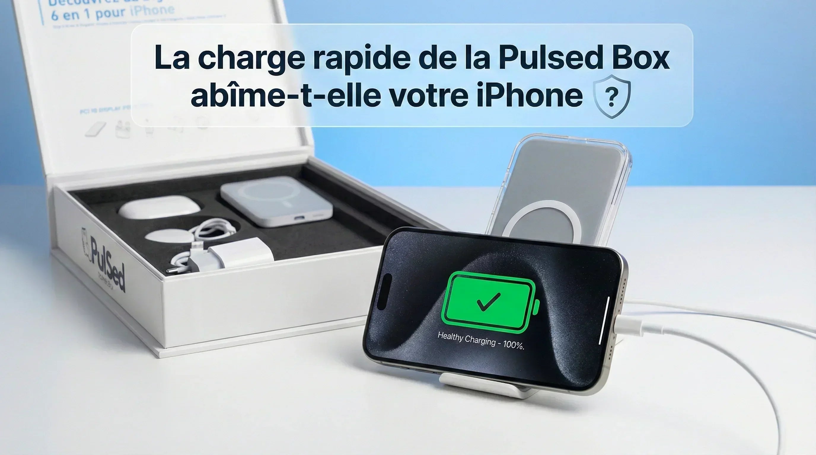 PulsedBox - Coffret accessoires iPhone 6-en-1 avec chargeur rapide et iPhone en charge